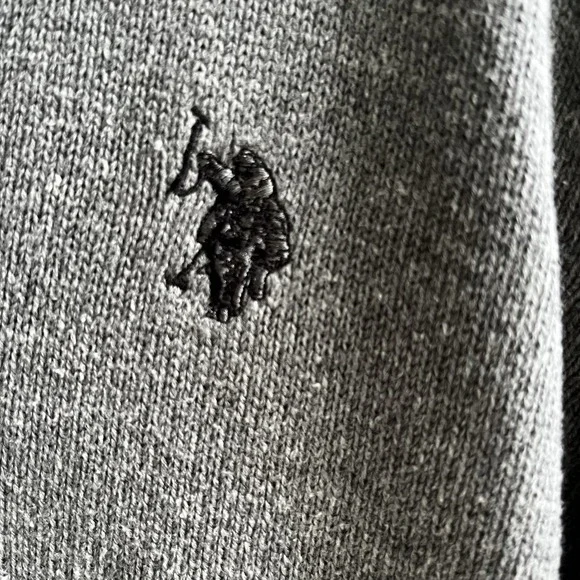 Mens Polo Long Sleeve Pull Over 1/4 Zip Sweater Gray Size Large Academia - Picture 4 of 7